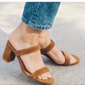 Soludos Tan Suede Block Heel Sandals